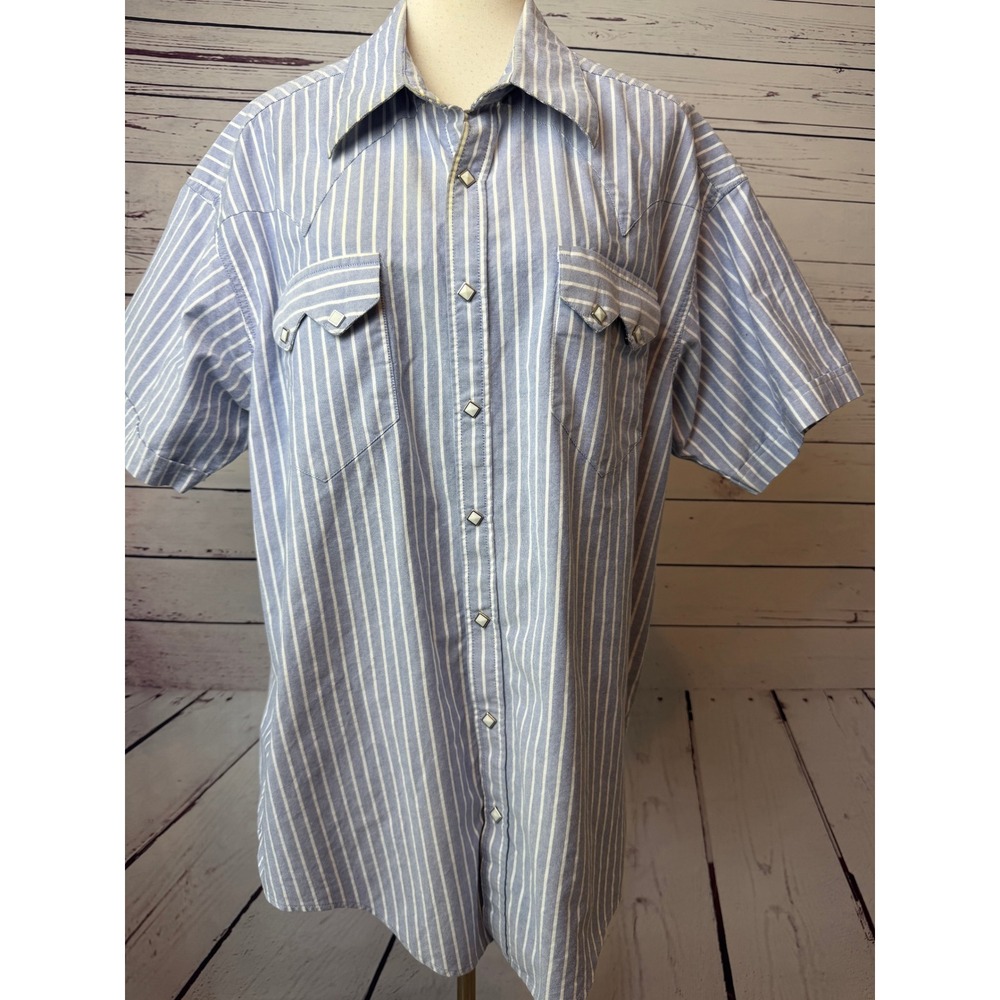 Rockmount Ranch Wear Western Shirt XL USA Striped Pearl Snap Vintage Mens 60s